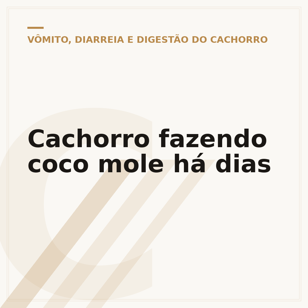 Cachorro fazendo coco mole há dias