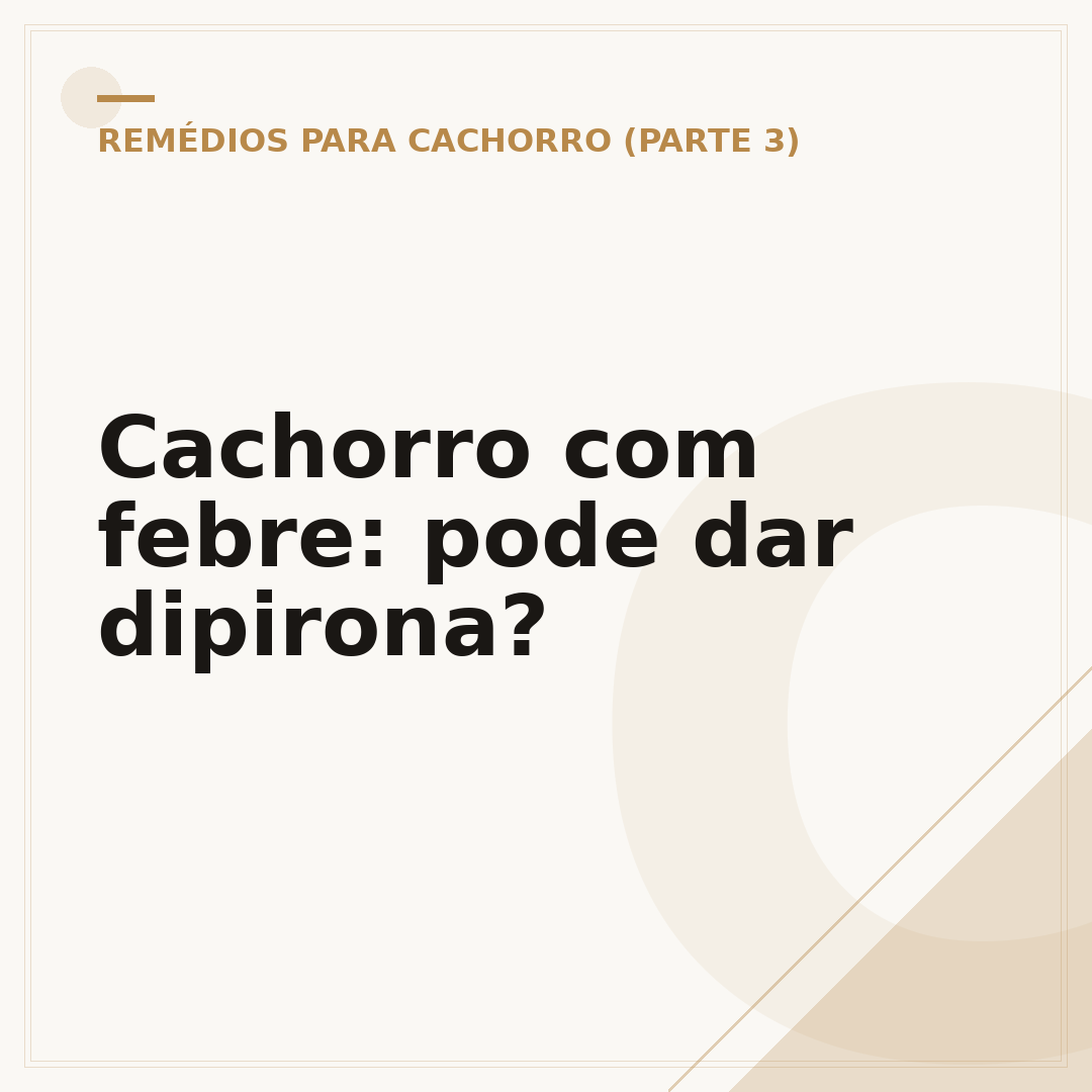 Cachorro com febre: pode dar dipirona?