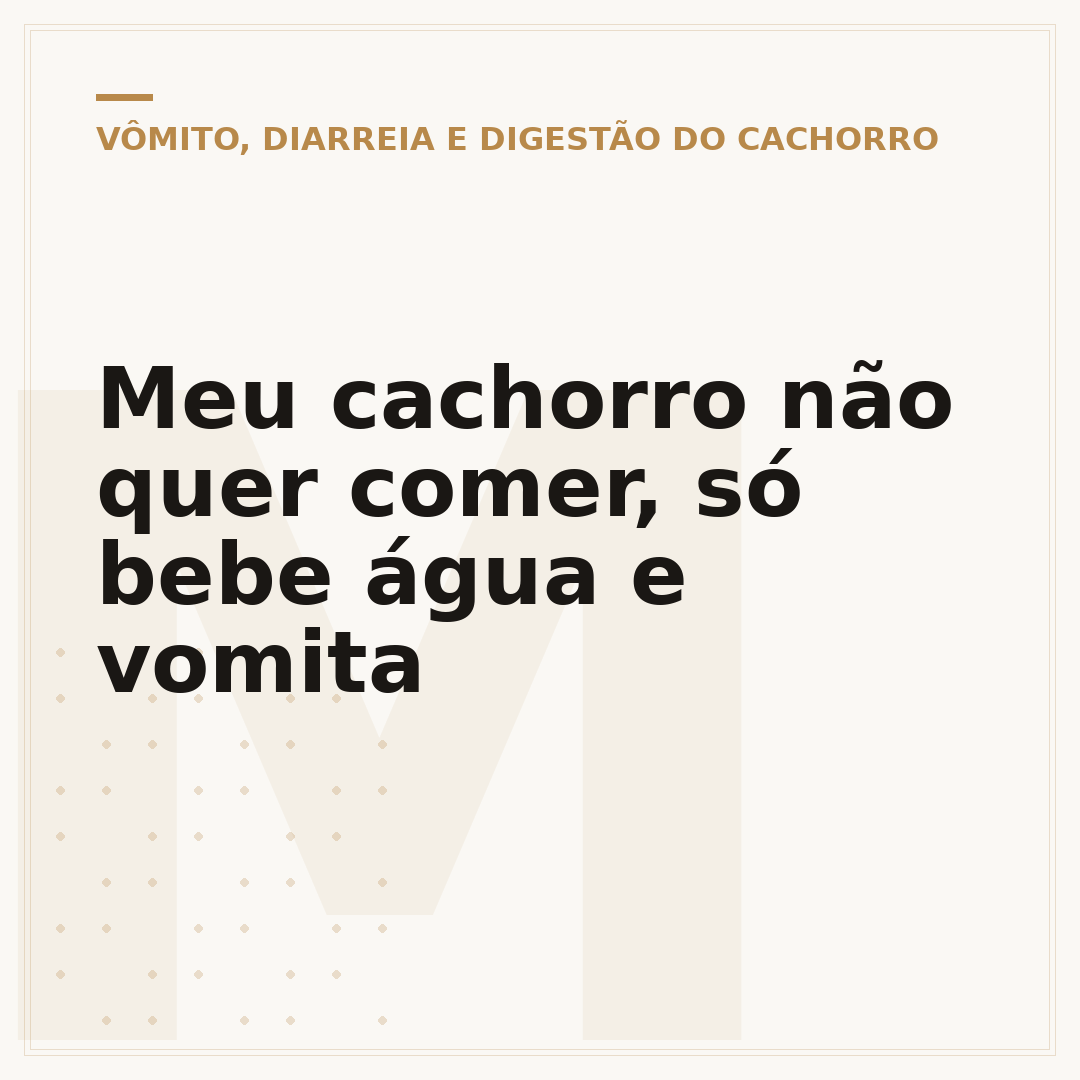 Meu cachorro não quer comer, só bebe água e vomita