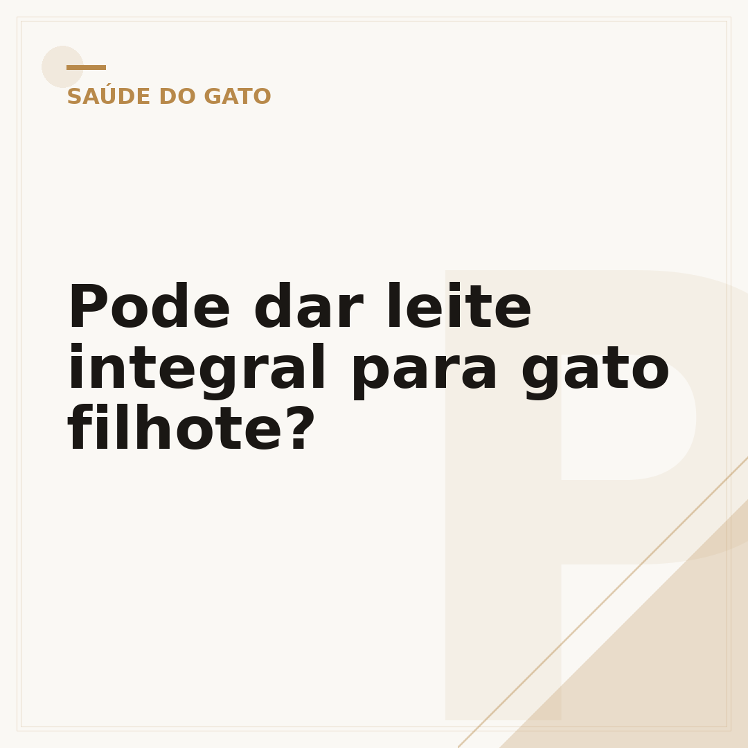 Pode dar leite integral para gato filhote?