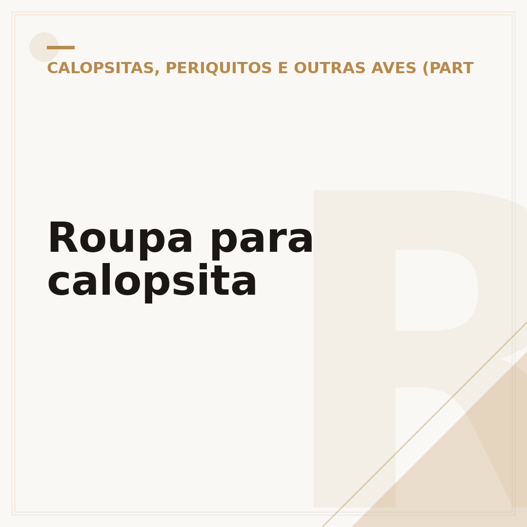 Roupa para calopsita